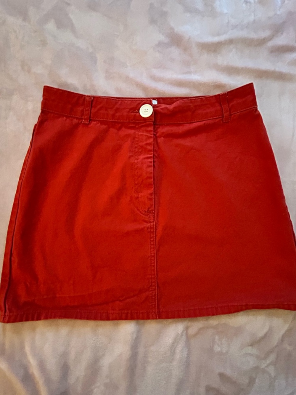 BDG Red A-Line Mini Skirt with White Button